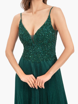 Elizabeth | Rose Pink A - line Floor Length Glitter Jersey Prom Dress with Appliques and Sequins - KissProm