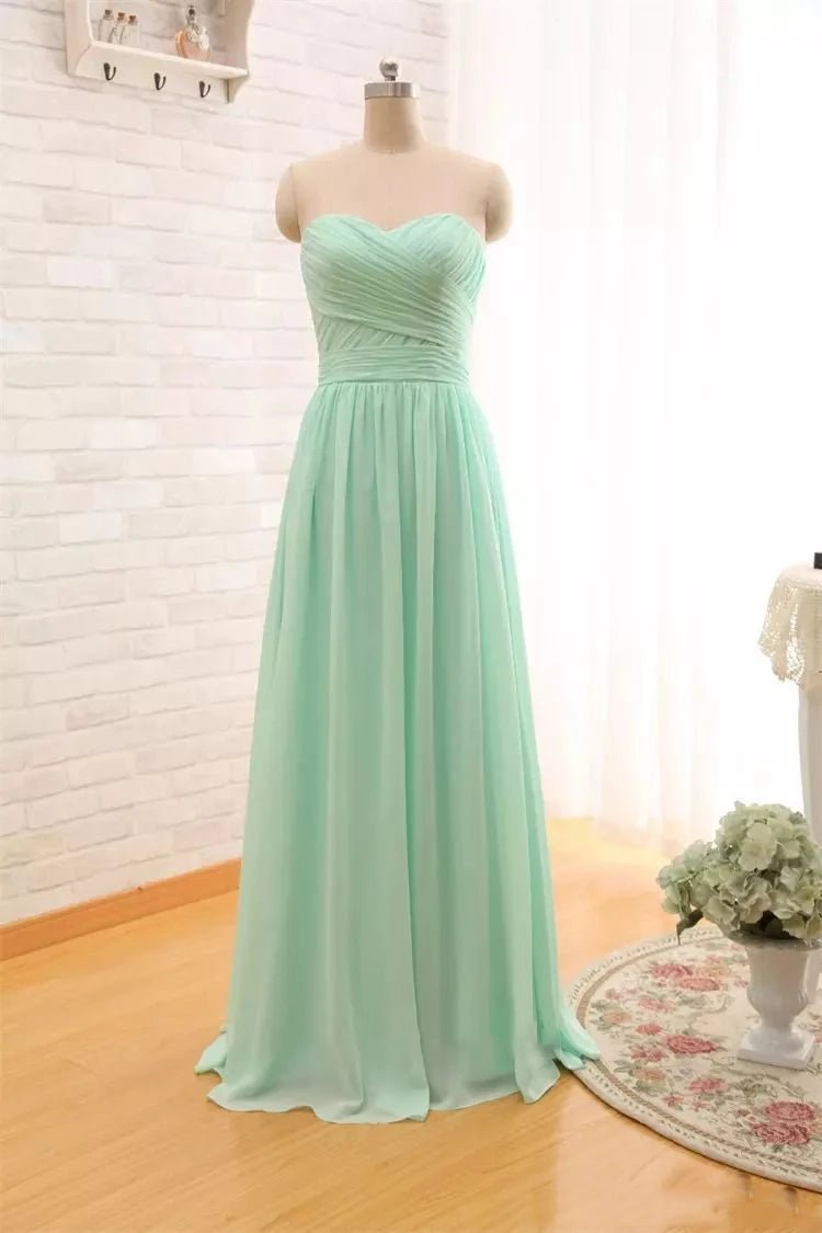 A - Line Sleeveless Floor - length Chiffon Bridesmaid Dress with Criss Cross - KissProm