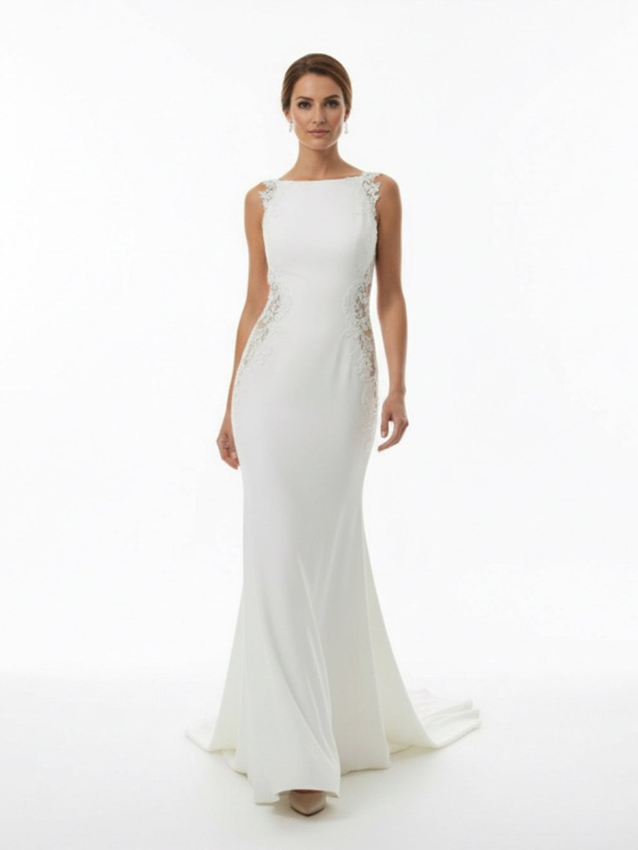 Dulce | White Long Mermaid Boho Wedding Dress with Appliqued