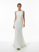 Dulce | White Long Mermaid Boho Wedding Dress with Appliqued