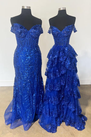 Cameron | Scarlet Lace A-line 3D Flower Long Prom Dress With Slit