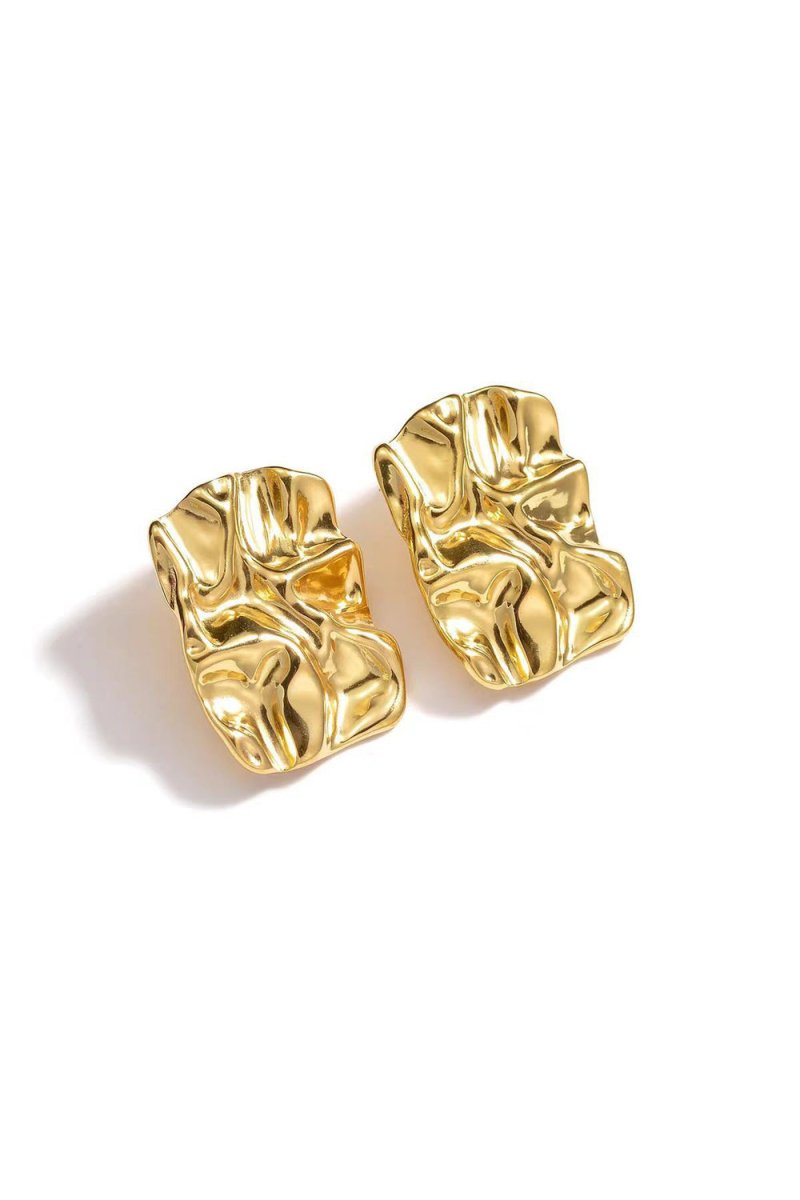 Geometric Rectangle Gold Stud Earrings - KissProm