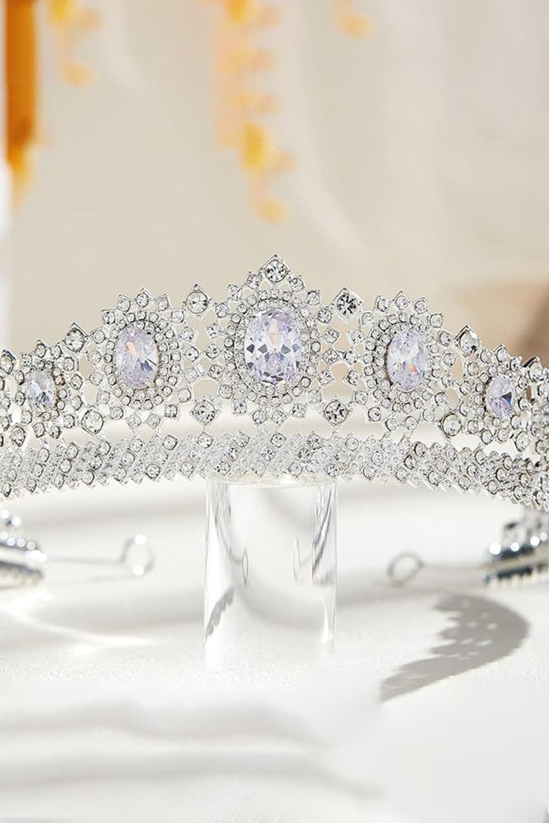 Silver Rhinestone Queen Crown - KissProm