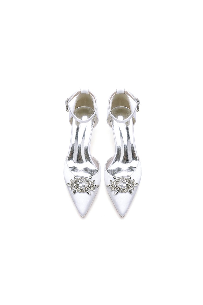 Pointed Toe Rhinestone Kitten Heels - KissProm