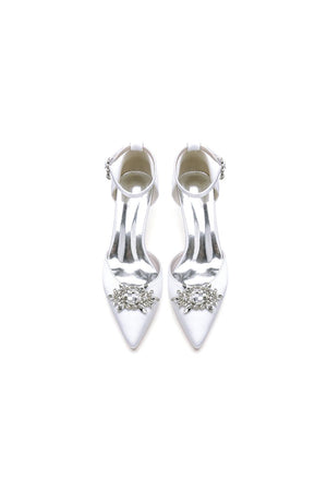 Pointed Toe Rhinestone Kitten Heels - KissProm
