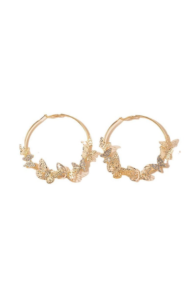 Butterfly Hoop Earrings Gold - KissProm