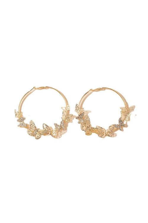 Butterfly Hoop Earrings Gold - KissProm