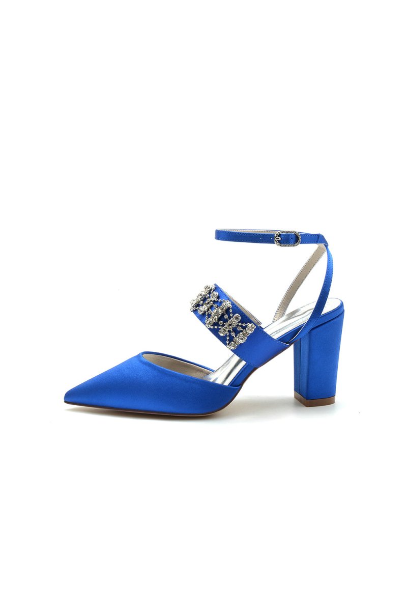 Black Satin Pump with Sparkling Silver Accent - KissProm