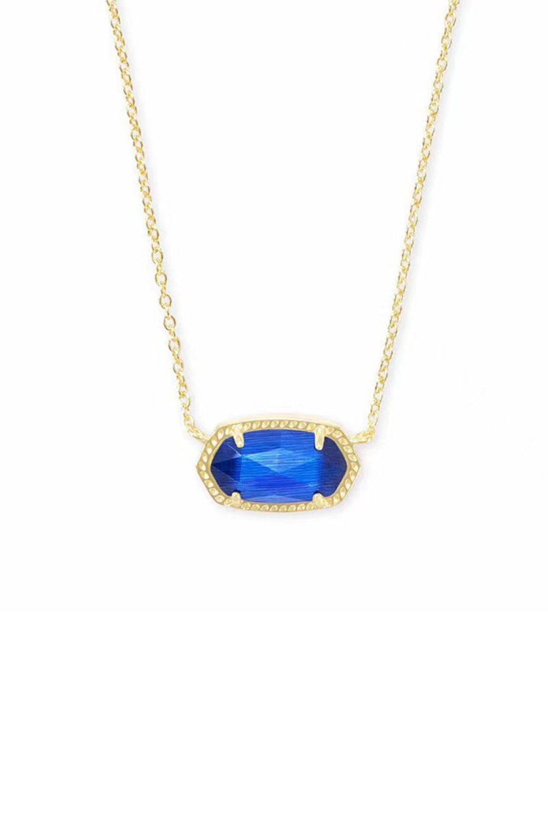 Blue Oval Pendant Necklace - KissProm