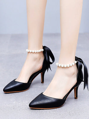 Matte Soft PU Leather Pointed Toe High Heels - KissProm