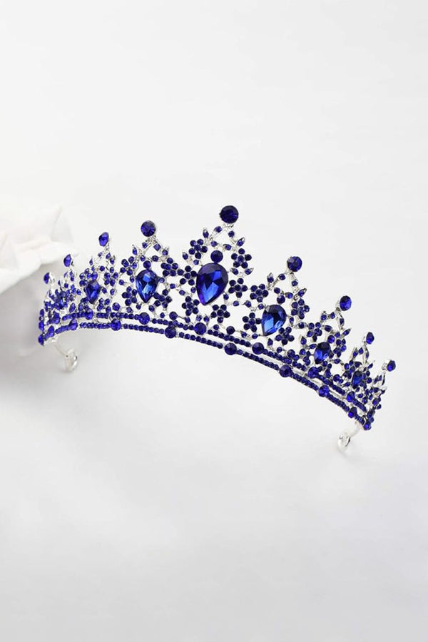 Crystal - Embellished Tiara in Blue Tone - KissProm