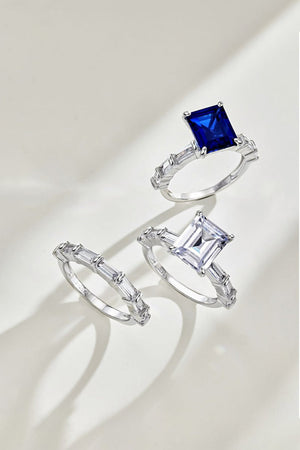 4 Carat Rectangle Sapphire Engagement Ring - KissProm