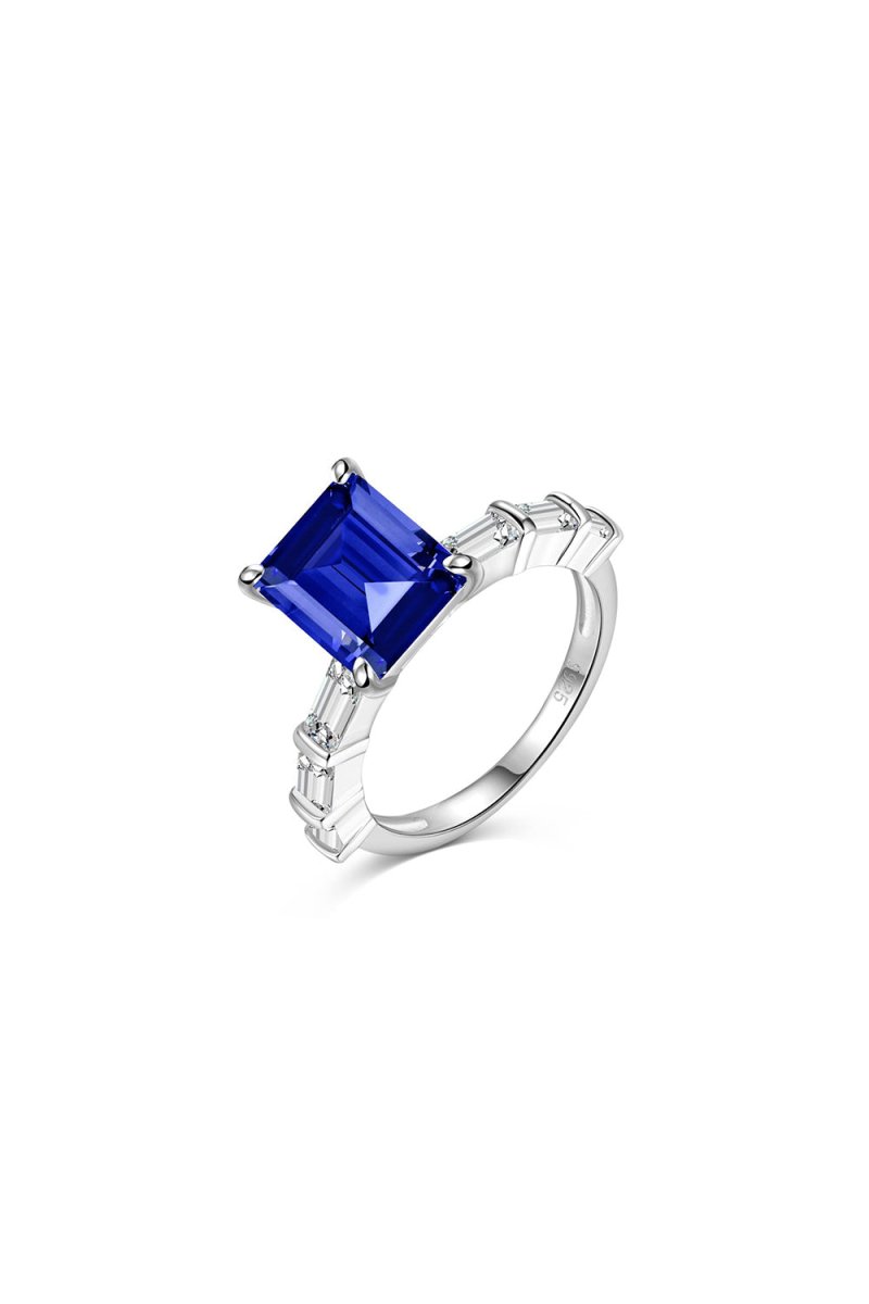 4 Carat Rectangle Sapphire Engagement Ring - KissProm