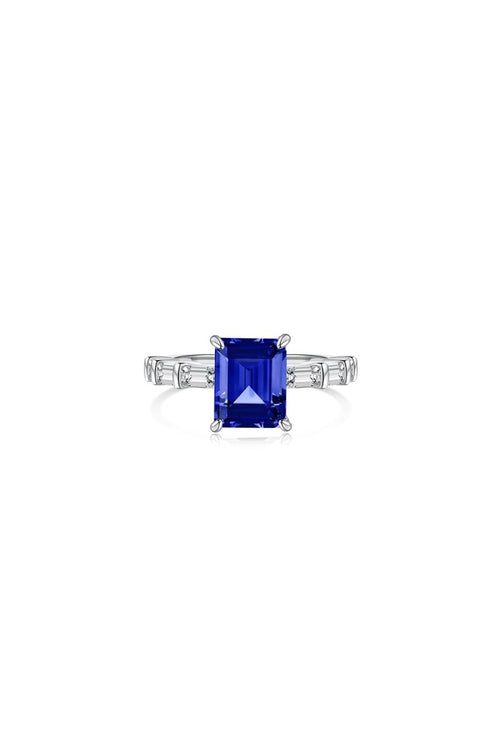 4 Carat Rectangle Sapphire Engagement Ring - KissProm