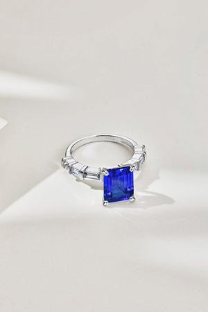4 Carat Rectangle Sapphire Engagement Ring - KissProm
