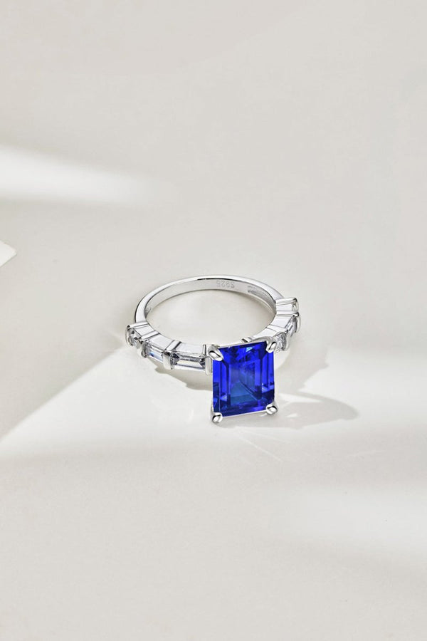 4 Carat Rectangle Sapphire Engagement Ring - KissProm