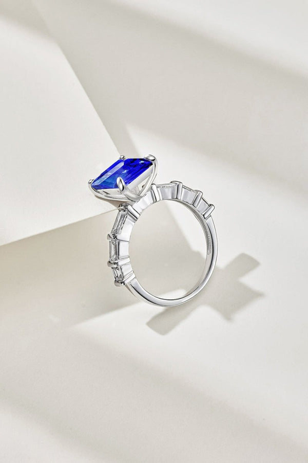 4 Carat Rectangle Sapphire Engagement Ring - KissProm