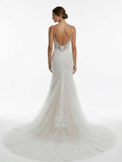 Aliza | Ivory Mermaid Spaghetti Straps Backless Long Lace Wedding Dress - KissProm