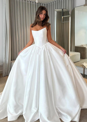 Ayasha | Ball Gown Strapless Satin Wedding Dresses