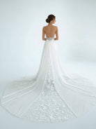 A - Line V Neck Chiffon Boho White Appliques Wedding Dresses - KissProm