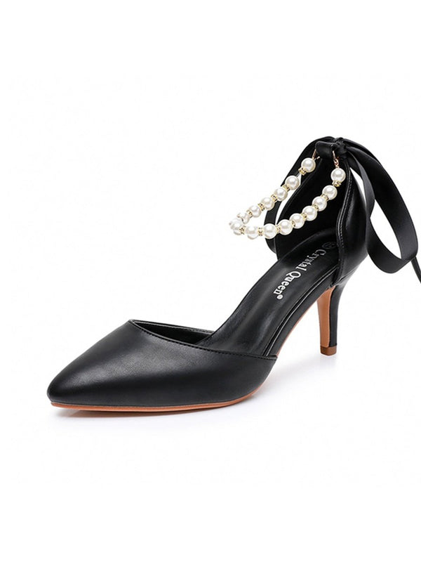 Matte Soft PU Leather Pointed Toe High Heels - KissProm