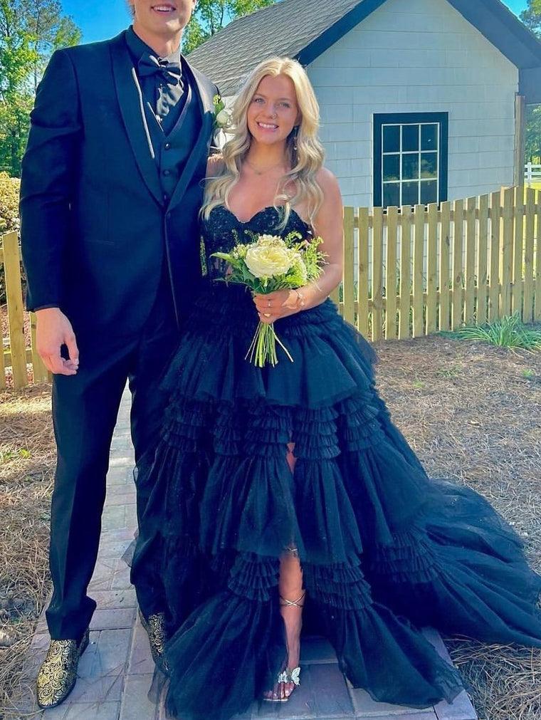 Adelyn |A-Line Sweetheart Tiered Long Tulle Prom Dress