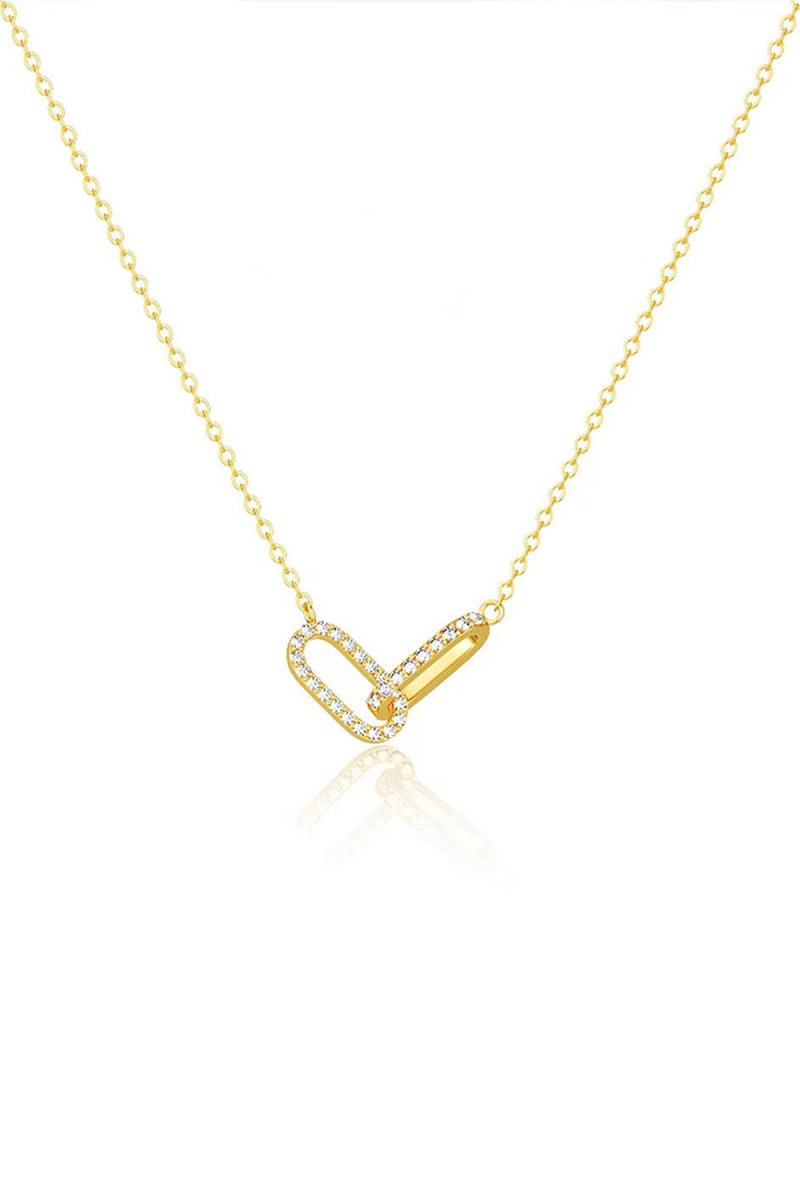 Double Oval Knot Pendant Diamond Necklace - KissProm
