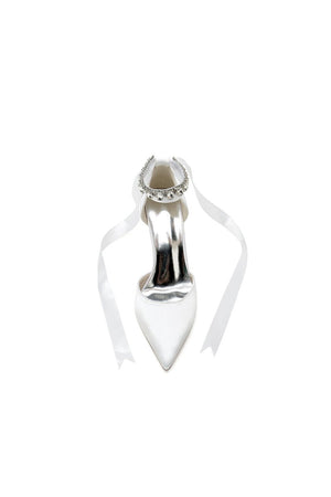 Pointed Toe Stiletto Heels with Ribbon Tie - KissProm