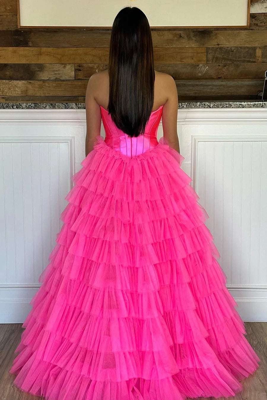 Harmony |A-Line Sweetheart Tiered Tulle Prom Dress with Slit