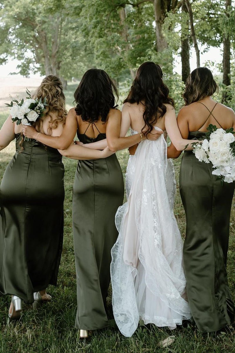 Hunter Green Silk Satin Cowl Neck Bridesmaid Dresses Hunter Green Silk Satin Cowl Neck Bridesmaid Dresses