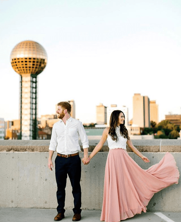 2 Piece Lace and Chiffon Long Beach Bridesmaid Dresses