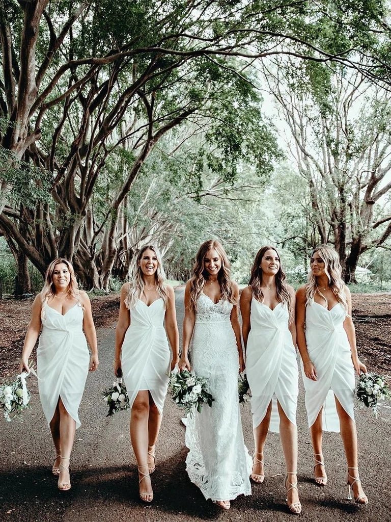 Cheap Sheath Bridesmaid Dresses Chiffon Short Gowns - KissProm