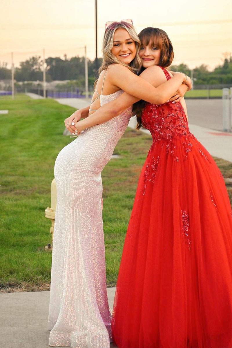 strapless open back dress Kiarelys Cream Applique Evening Dress Plus Size Cocktail Dresses Slit in Prom Dresses, Silky Bridesmaid Dresses, Custom Color main image 1