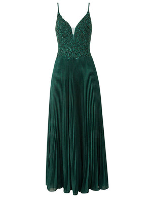 Elizabeth | Rose Pink A - line Floor Length Glitter Jersey Prom Dress with Appliques and Sequins - KissProm