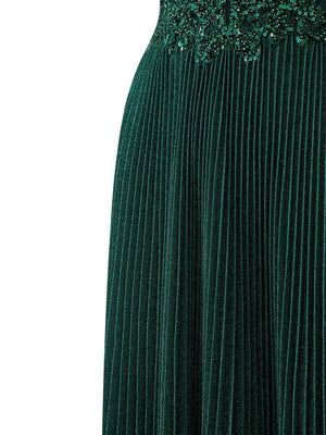 Elizabeth | Rose Pink A - line Floor Length Glitter Jersey Prom Dress with Appliques and Sequins - KissProm