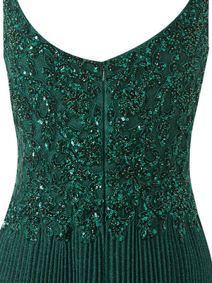 Elizabeth | Rose Pink A - line Floor Length Glitter Jersey Prom Dress with Appliques and Sequins - KissProm