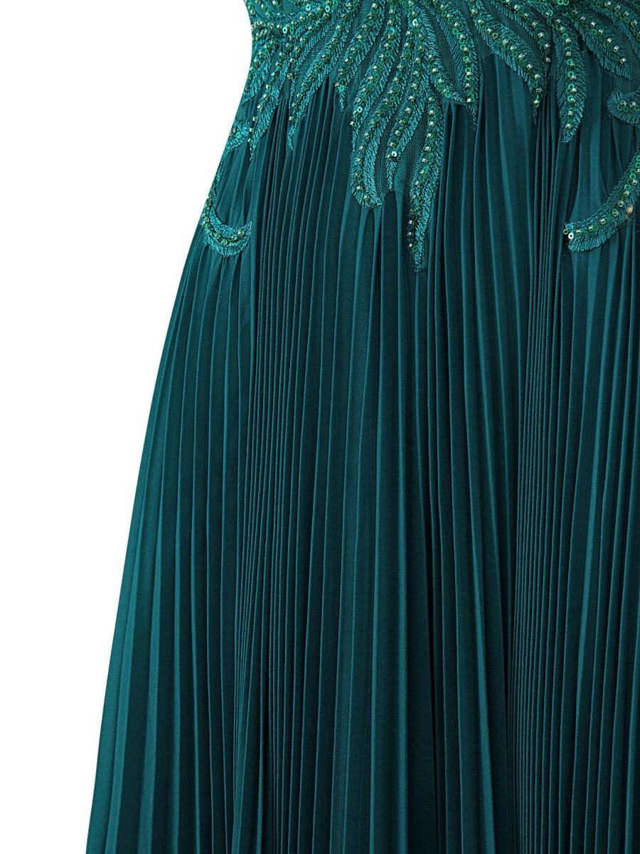Dark Green A-line V-neck Chiffon Prom Dress, Green / 14 Dark Green A-line V-neck Chiffon Prom Dress, Green / 14