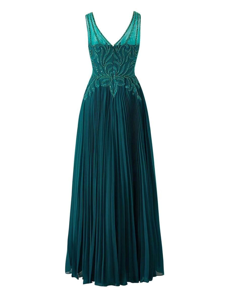 Dark Green A-line V-neck Chiffon Prom Dress, Green / 14 Dark Green A-line V-neck Chiffon Prom Dress, Green / 14