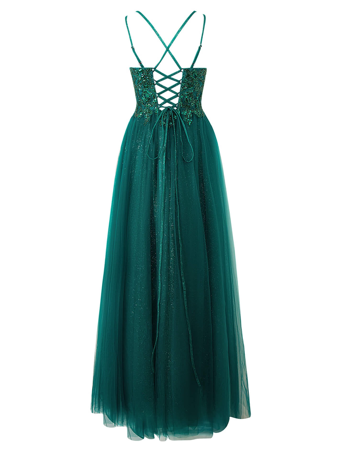 Emily Navy Blue | A-line Floor Length Glitter Tulle Prom Dress