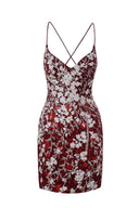 Savannah | Sheath Short Spaghetti Straps Lace Homecoming Dress