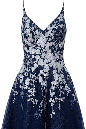Aline Short Glitter Tulle Homecoming Dress with Appliques - KissProm