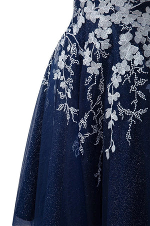 Aline Short Glitter Tulle Homecoming Dress with Appliques - KissProm