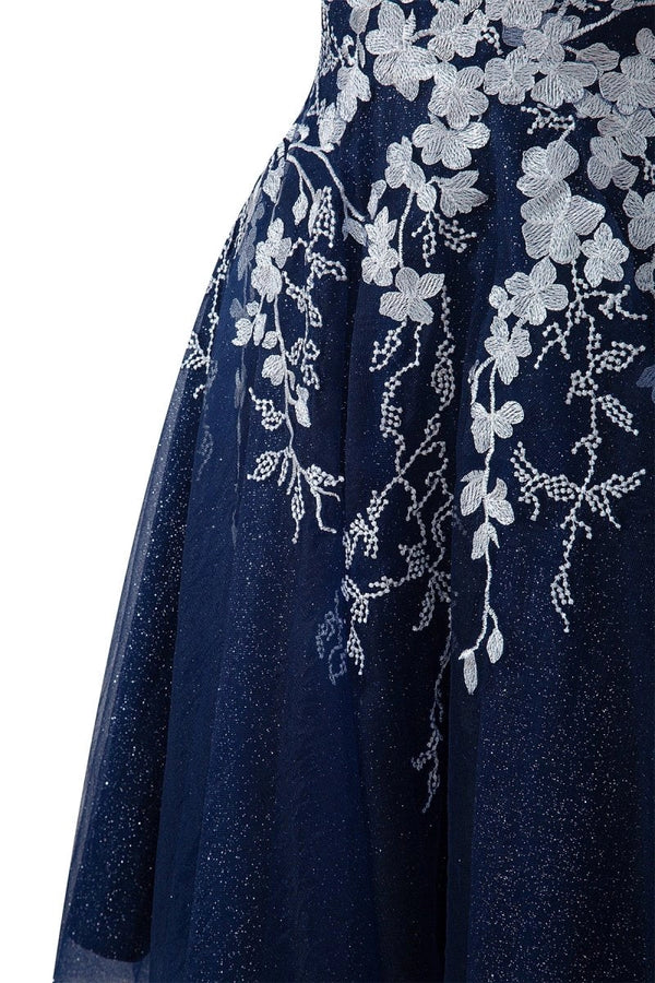 Aline Short Glitter Tulle Homecoming Dress with Appliques - KissProm