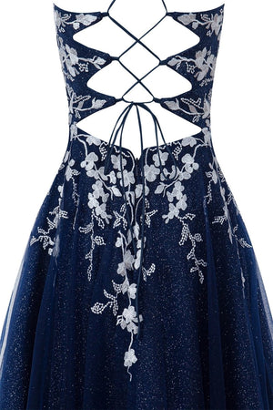 Aline Short Glitter Tulle Homecoming Dress with Appliques - KissProm