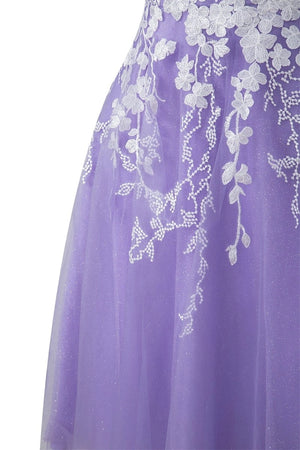 Aline Short Glitter Tulle Homecoming Dress with Appliques - KissProm