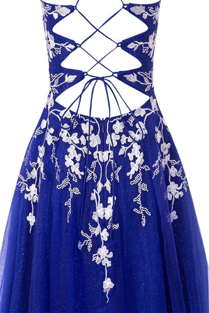 Aline Short Glitter Tulle Homecoming Dress with Appliques - KissProm