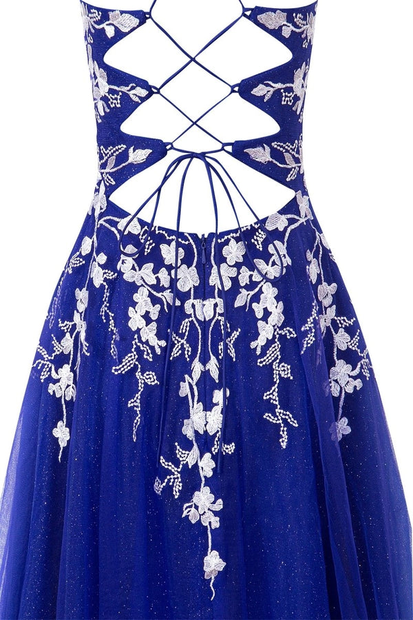 Aline Short Glitter Tulle Homecoming Dress with Appliques - KissProm