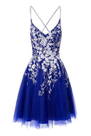 Aline Short Glitter Tulle Homecoming Dress with Appliques - KissProm