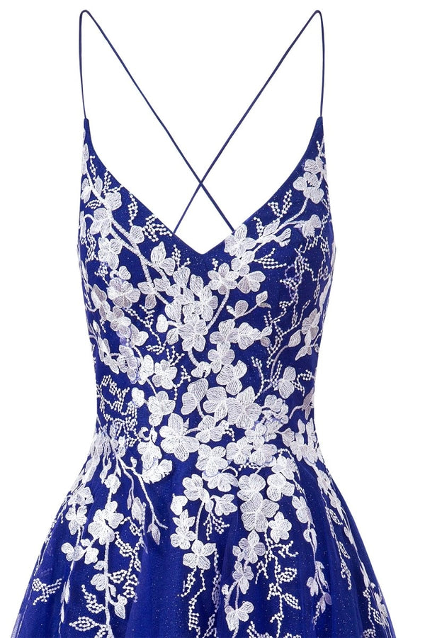 Aline Short Glitter Tulle Homecoming Dress with Appliques - KissProm