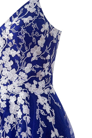 Aline Short Glitter Tulle Homecoming Dress with Appliques - KissProm